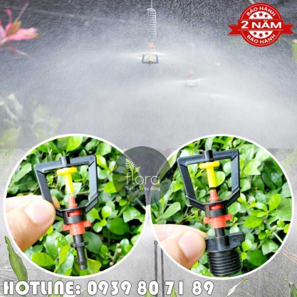 Đầu tưới phun sương 360 độ chân thẳng 6ly hoặc chân 21mm Flora