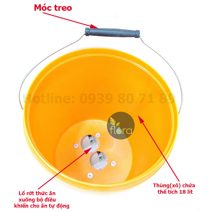 thùng chứa máy cho cá koi chim ga vit cho ăn tự động