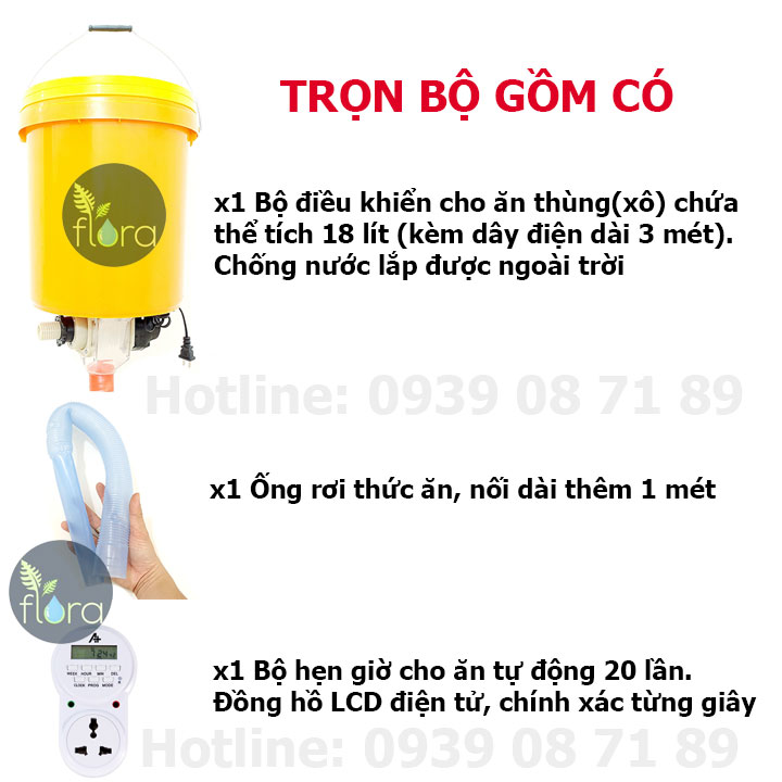 trộn bộ thiết bị Máy cho cá koi, chó, chim bồ câu, gà ăn hẹn giờ tự động APLUS