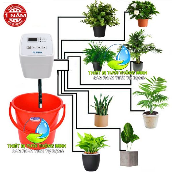 Bộ tưới cây nhỏ giọt tự động ban công không nguồn nước Flora FL-10