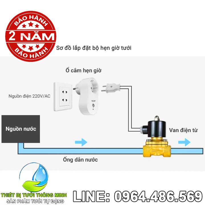 lắp đặt Máy tưới cây tự động hẹn giờ dùng điện ATA TĐ-02