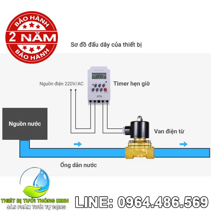 lắp đặt Thiết bị hẹn giờ đóng mở van điện từ tưới cây tự động ATA TĐ-03